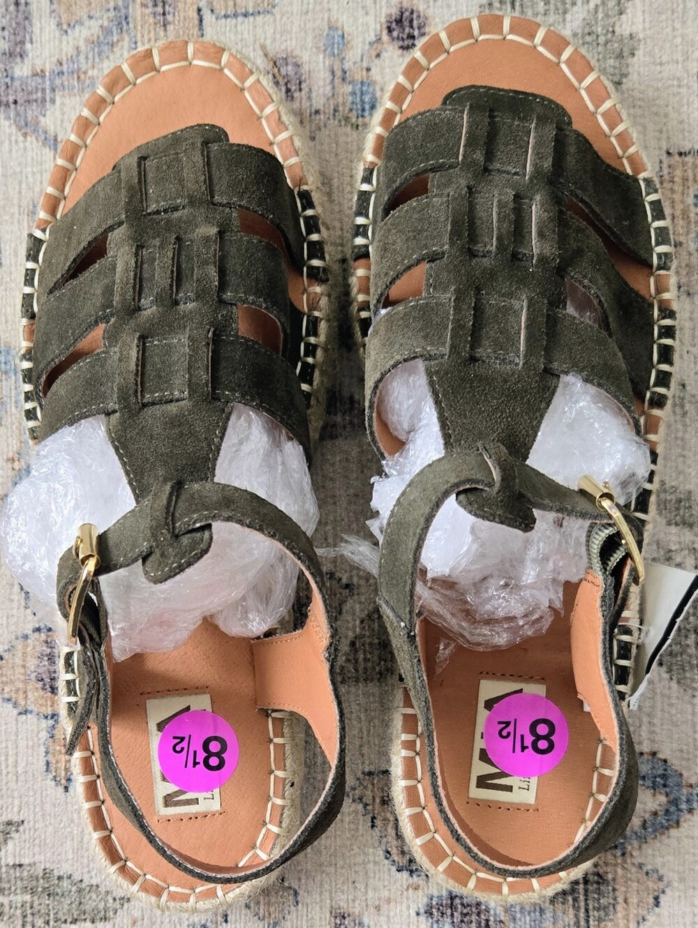 NWT MIA DANETTE Women’s Olive Suede Strappy Espadrille Sandals